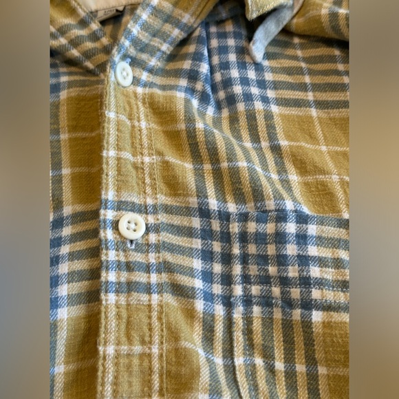 American Eagle flannel with removable hood, yellow and blue men’s large - Picture 4 of 5